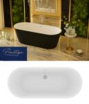 M-Acryl Victory szabadon álló matt fekete akril kád 160x70 KÁD + ELŐLAP (matt fekete) + LÁB + Króm lefolyó klick-klack/ Új (12619)