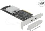 Delock PCI Express x8 Kártya - 2 x külső SuperSpeed USB 20 Gbps (USB 3.2 Gen 2x2) USB Type-C hüvely - alacsony profilú formatényező (89009)