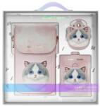 Nimmy Big Eyed Pet 2.0 Macskás 3 az 1-ben Telefon Táska + Pénztárca + Tracker Tok - Rózsaszín