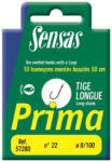 SENSAS Prima Longshank Wire 50cm 0, 1mm 20 Lapkás, Szakállas Monofil Előkötött Horog 10db (57282)