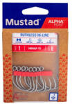 Mustad Ruthless In-Line Titan Steel 5/0 Füles, Szakállas Pergető Horog 10db (M4066500)