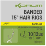 Korum Banded Hair Rigs 12 Barbless Szakáll Nélküli, Füles Monofil Előkötött Horog 8db (K0310315)