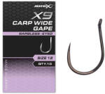 Matrix X9 Carp Wide Gape 14 Barbless Füles, Szakáll Nélküli Horog 10db (GHK197)