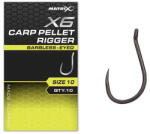 Matrix X6 Carp Pellet Rigger 12 Barbless Füles, Szakáll Nélküli Horog 10db (GHK187)