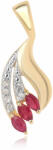  Arannyal Bevont Ezüst Medál Mozambiquei Rubinnal és Fehér Topázzal, ROS500