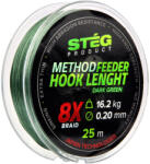 STÉG PRODUCT Stég Method Feeder előkezsinór 0.12mm 25m Fonott előkezsinór-Sötétzöld (3259-012)