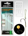 Nevis Feeder fonott előke Fekete 6 3db/csomag Füles Szakállas Monofil előkötött horog (8103-206)