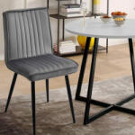  2 darab Bársony Étkezőszék, Kárpitozott, Szürke