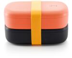 Lékué Cutie pentru prânz TO GO, 2 x 500 ml, dublu, coral/negru, Lékué (LKE0301030R06M017)