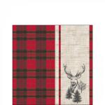Ambiente Deer plaid red papírszalvéta 25x25cm, 20db-os