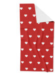 Takoy Gyorsan száradó fürdőlepedő 80x160 fehér szívecskék 6 cm piros alapon