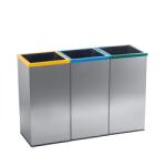 Casa Plastor Set 3 cosuri gunoi pentru colectare selectiva, din inox, patrate, 54 litri (DO-3061-543)