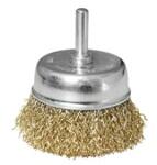 Extol drótcsiszoló fazékkefe, csapos; 50mm, O 6mm-es csap, fúróba fogható, hullámos szálú, rezezett acél, max 4500 ford/perc (17056)