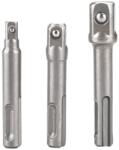 Extol dugókulcs adapter készlet 3db-os; 1/4″ - 3/8″ - 1/2″, befogás: SDS Plus, Cr. V. (8819695)