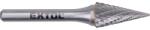 Extol keményfém turbómaró (rotormaró), kúpos, hegyes orrú, 12×25mm átmérő/ 6mm szár, keresztfogazás (8703795) - sipibolt