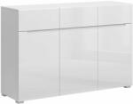  Komód 3D3S, fehér/fehér extra magasfényű HG, JOLK (0000263383)