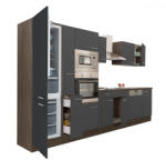 Leziter Yorki 370 konyhabútor yorki tölgy korpusz, selyemfényű antracit fronttal alulfagyasztós hűtős szekrénnyel (L370YAN-AF) - geminiduo