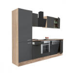 Leziter Yorki 280 konyhabútor sonoma tölgy korpusz, selyemfényű antracit front alsó sütős elemmel polcos szekrénnyel (L280STAN-SUT-PSZ)