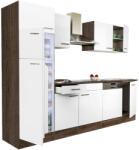 Leziter Yorki 280 konyhabútor yorki tölgy korpusz, selyemfényű fehér fronttal felülfagyasztós hűtős szekrénnyel (L280YFH-FF) - geminiduo