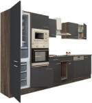 Leziter Yorki 340 konyhabútor yorki tölgy korpusz, selyemfényű antracit fronttal alulfagyasztós hűtős szekrénnyel (L340YAN-AF)