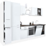 Leziter Yorki 310 konyhabútor fehér korpusz, selyemfényű fehér front alsó sütős elemmel polcos szekrénnyel (L310FHFH-SUT-PSZ) - geminiduo