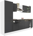 Leziter Yorki 280 konyhabútor fehér korpusz, selyemfényű antracit fronttal polcos szekrénnyel (L280FHAN-PSZ) - geminiduo