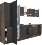 Leziter Yorki 310 konyhabútor yorki tölgy korpusz, selyemfényű antracit fronttal alulfagyasztós hűtős szekrénnyel (L310YAN-AF) - geminiduo