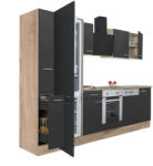 Leziter Yorki 310 konyhabútor sonoma tölgy korpusz, selyemfényű antracit front alsó sütős elemmel alulfagyasztós hűtős szekrénnyel (L310STAN-SUT-AF) - geminiduo