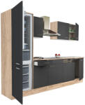Leziter Yorki 280 konyhabútor sonoma tölgy korpusz, selyemfényű antracit fronttal alulfagyasztós hűtős szekrénnyel (L280STAN-AF) - geminiduo