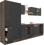 Leziter Yorki 310 konyhabútor yorki tölgy korpusz, selyemfényű antracit fronttal polcos szekrénnyel (L310YAN-PSZ) - geminiduo