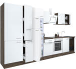 Leziter Yorki 360 konyhabútor yorki tölgy korpusz, selyemfényű fehér front alsó sütős elemmel polcos szekrénnyel és felülfagyasztós hűtős szekrénnyel (L360YFH-SUT-PSZ-FF)