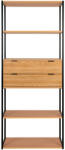 House Nordic Minato könyvespolc, kőris furnér, fekete acél váz, 2 fiók 84, 5x35x200 cm (3001300) - geminiduo