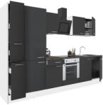 Leziter Yorki 300 konyhabútor fehér korpusz, selyemfényű antracit front alsó sütős elemmel polcos szekrénnyel (L300FHAN-SUT-PSZ) - geminiduo