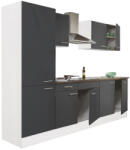 Leziter Yorki 270 konyhabútor fehér korpusz, selyemfényű antracit fronttal polcos szekrénnyel (L270FHAN-PSZ) - geminiduo