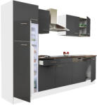 Leziter Yorki 280 konyhabútor fehér korpusz, selyemfényű antracit fronttal felülfagyasztós hűtős szekrénnyel (L280FHAN-FF) - geminiduo