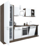 Leziter Yorki 280 konyhabútor yorki tölgy korpusz, selyemfényű fehér front alsó sütős elemmel alulfagyasztós hűtős szekrénnyel (L280YFH-SUT-AF) - geminiduo