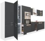 Leziter Yorki 420 konyhabútor fehér korpusz, selyemfényű antracit fronttal alulfagyasztós hűtős szekrénnyel (L420FHAN-AF) - geminiduo