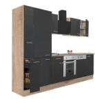 Leziter Yorki 310 konyhabútor sonoma tölgy korpusz, selyemfényű antracit front alsó sütős elemmel polcos szekrénnyel (L310STAN-SUT-PSZ)
