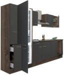 Leziter Yorki 300 konyhabútor yorki tölgy korpusz, selyemfényű antracit fronttal alulfagyasztós hűtős szekrénnyel (L300YAN-AF) - geminiduo
