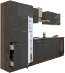 Leziter Yorki 300 konyhabútor yorki tölgy korpusz, selyemfényű antracit fronttal felülfagyasztós hűtős szekrénnyel (L300YAN-FF) - geminiduo