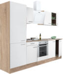 Leziter Yorki 270 konyhabútor sonoma tölgy korpusz, selyemfényű fehér front alsó sütős elemmel polcos szekrénnyel (L270STFH-SUT-PSZ) - geminiduo
