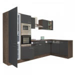 Leziter Yorki 340 sarok konyhabútor yorki tölgy korpusz, selyemfényű antracit fronttal alulagyasztós hűtős szekrénnyel (LS340YAN-AF) - geminiduo