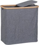 House Nordic Noto szennyeskosár, bambusz, textil, sötétszürke, 54x33x54 cm (4401500) - geminiduo