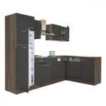 Leziter Yorki 280 sarok konyhabútor yorki tölgy korpusz, selyemfényű antracit fronttal felülfagyasztós hűtős szekrénnyel (LS280YAN-FF) - geminiduo