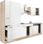 Leziter Yorki 310 konyhabútor sonoma tölgy korpusz, selyemfényű fehér fronttal polcos szekrénnyel (L310STFH-PSZ) - homelux