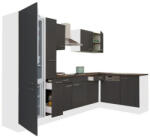 Leziter Yorki 310 sarok konyhabútor fehér korpusz, selyemfényű antracit fronttal alulagyasztós hűtős szekrénnyel (LS310FHAN-AF) - homelux