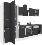 Leziter Yorki 310 konyhabútor fehér korpusz, selyemfényű antracit front alsó sütős elemmel alulfagyasztós hűtős szekrénnyel (L310FHAN-SUT-AF) - homelux