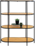 House Nordic Vita Ovális polc, 4 polcos, tölgy hatású, fekete keret 85x36x111 cm (3001155) - homelux