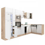 Leziter Yorki 370 sarok konyhabútor sonoma tölgy korpusz, selyemfényű fehér fronttal (LS370STFH) - homelux