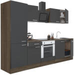 Leziter Yorki 270 konyhabútor yorki tölgy korpusz, selyemfényű antracit front alsó sütős elemmel polcos szekrénnyel (L270YAN-SUT-PSZ) - homelux